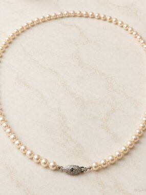 Pearl-05--Pink Freshwater Cultured Pearl Necklace 24”